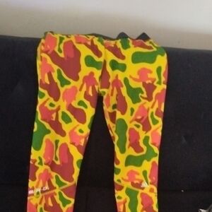 adidas Kids Leggings in Red and Yellow Camouflage